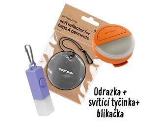 Sada blikačky Eclipse, svítící tyčinky a kulaté odrazky Bookman