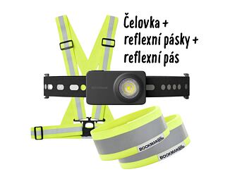 Sada čelovka, reflexní křížový pás a reflexní páska