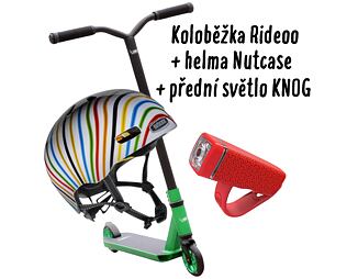 Sada Freestyle koloběžka Rideoo, helma Nutcase a přední světlo Knog POP